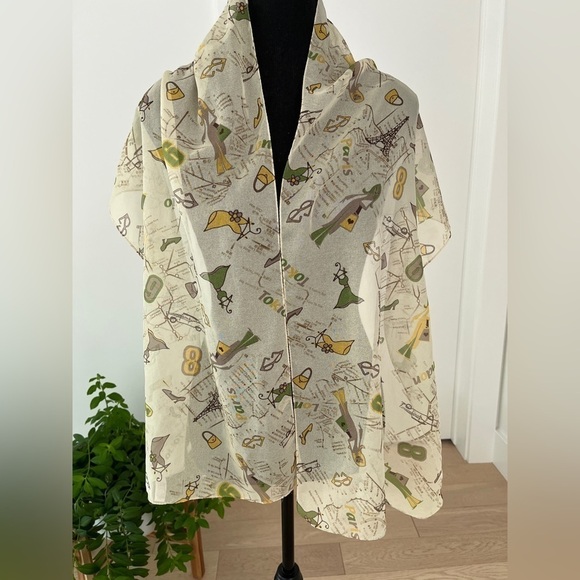 SCARF Sheer Charming Made Italy World Cities Whimsical Pattern Lightweight - Picture 1 of 12